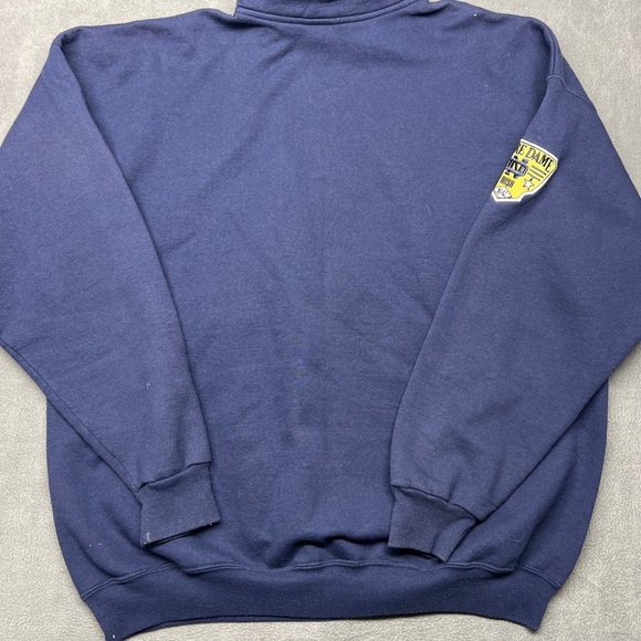 Note Dame 1/4 Zip Sweater Size 2XL Embroidered Logos Champion Brand Blue - Picture 11 of 11